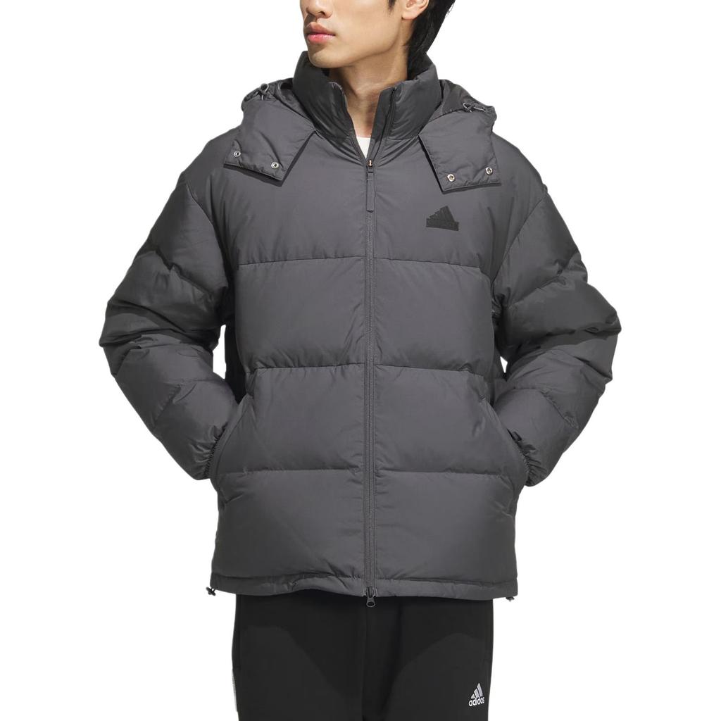 adidas Jaqueta Puffer Acolchoada Confortável Solta Quente Esportiva Casual de Penas Unissex Outerwear Cinza Escuro JM9132