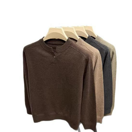 Henry-Kragen Herren Freizeit Strickpullover - Herbst/Winter, Teenager Lockerer Schnitt, Uni