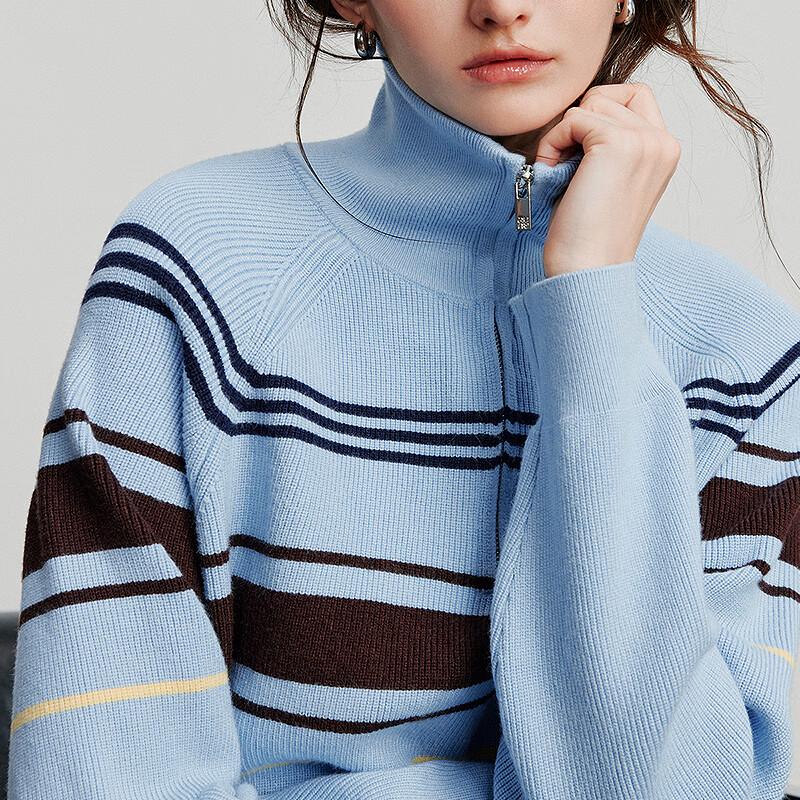 Chuyu Women's Striped Half-Zip Knit Top