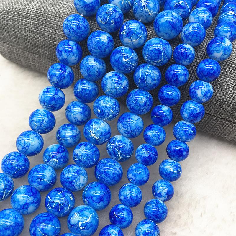 Wholesale 4/6/8/10mm Glass Beads Round Loose Spacer Beads Pattern For Jewelry Making DIY Bracelet Necklace