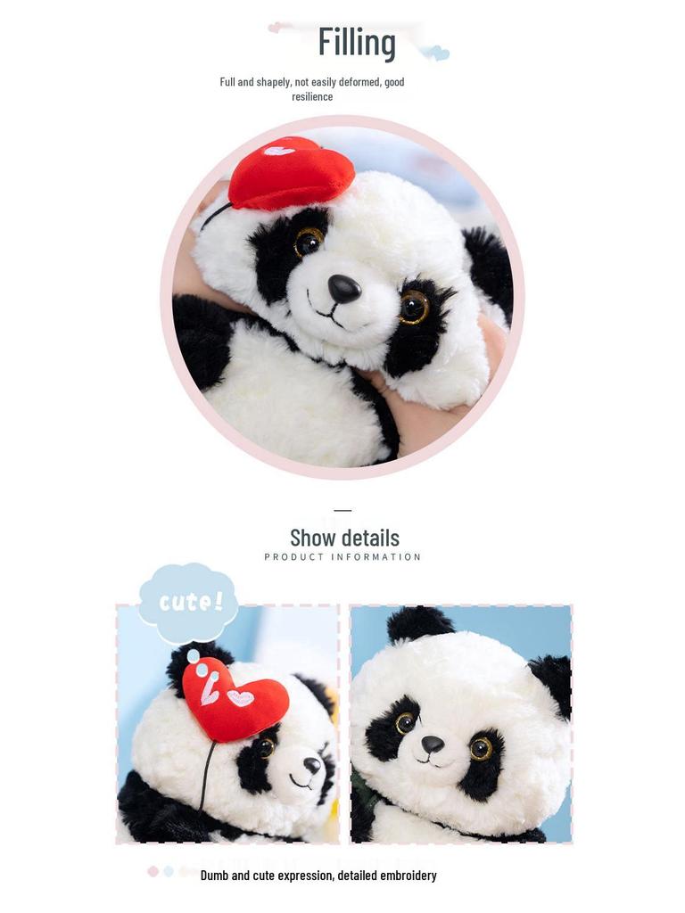 Funny Cartoon Panda Hua Hua Plush Doll with Bamboo Heart - Small Exquisite Gift