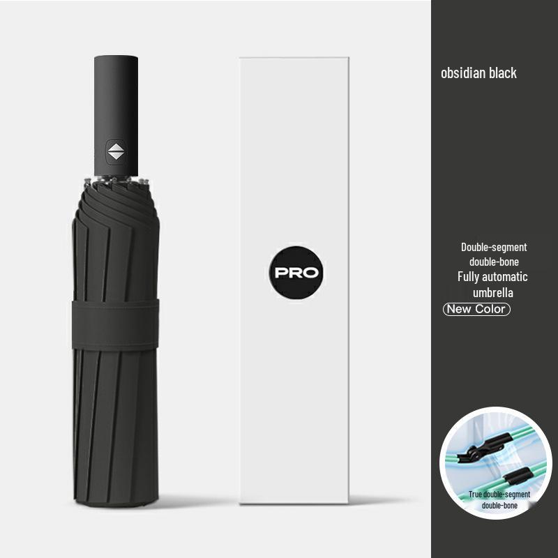 72-Rib Automatic Ring Buckle Umbrella: Portable, Reinforced, Dual-Use for Sun & Rain, Folding Hook Design for Men & Women