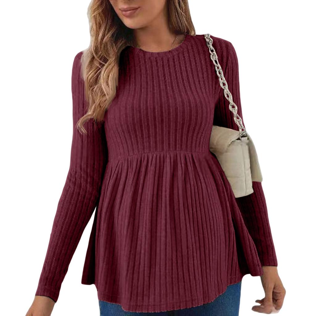 Women's Long Sleeve Neck Pullover Top for Casual Daily Wear