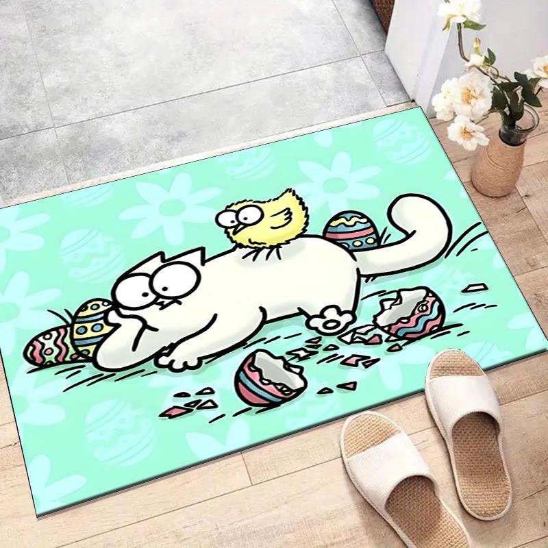Simon's cat Polyester Carpet, Soft Indoor Mat for Office Chair, Living Room, Computer Desk - Decorative Home Office Rug Design