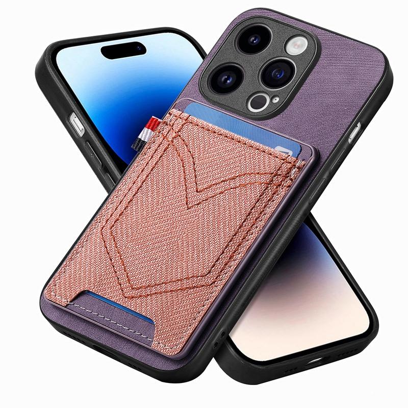 Vintage Džínový vzor se smíšenými barvami Sloty na karty Telefon Peněženka Pouzdro pro iPhone Samsung Xiaomi Huawei Google OPPO Ochranný zadní kryt s celou čočkou