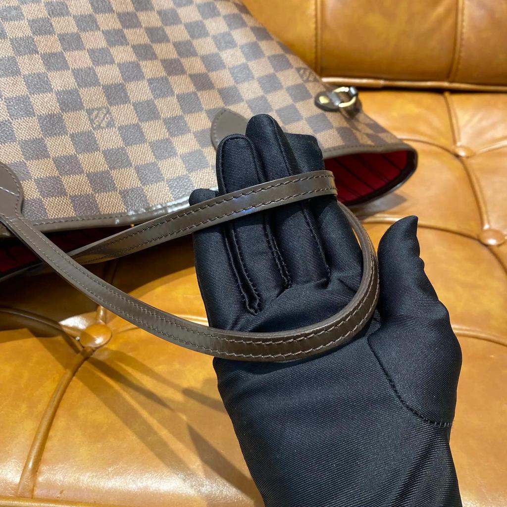 [Pre-Owned] Neverfull Mm Checkered Coated Canvas With Leather Trim Tote Bag - Excellent #XPCAA6