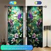 2pcs Colored Pigment Flower Painting Printed Curtain for Home Decor - Rod Pocket Window Treatment for Bedroom, Office, Kitchen