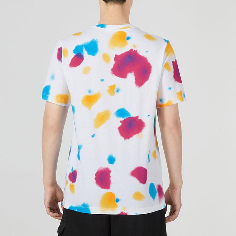 Nike Tie-Dye Geometric Pattern Casual Round Neck Short Sleeve T-Shirt Men Tops White DQ1068-100
