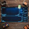 Neon Tech Glow Frame Layout Large Game Playmat Non Slip Rubber Pad For Card Board Game Laptop Keyboard Home Office Desktop