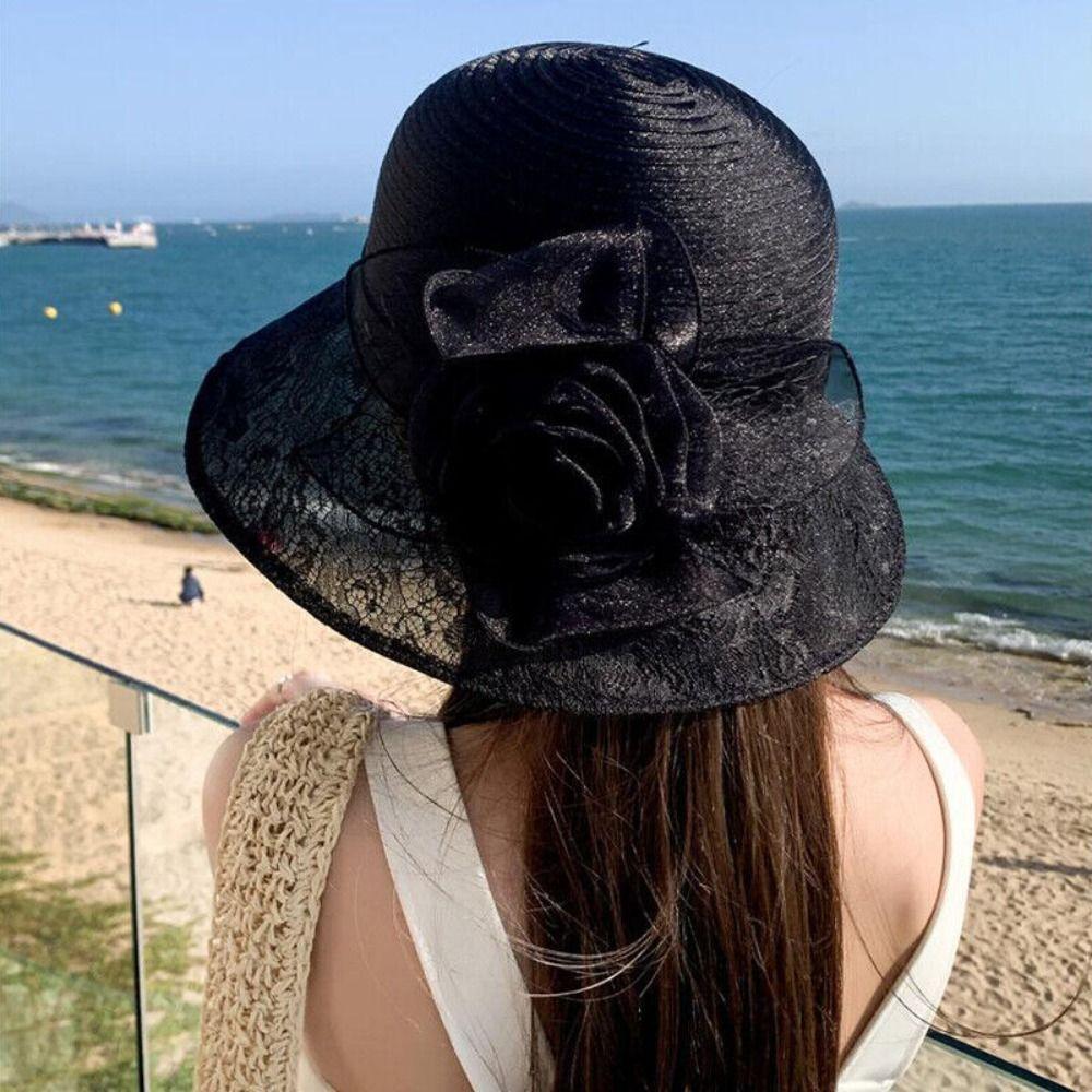 Flower Outdoor Sunshade Hat Organza Women Fisherman Hat New Summer Basin Hat