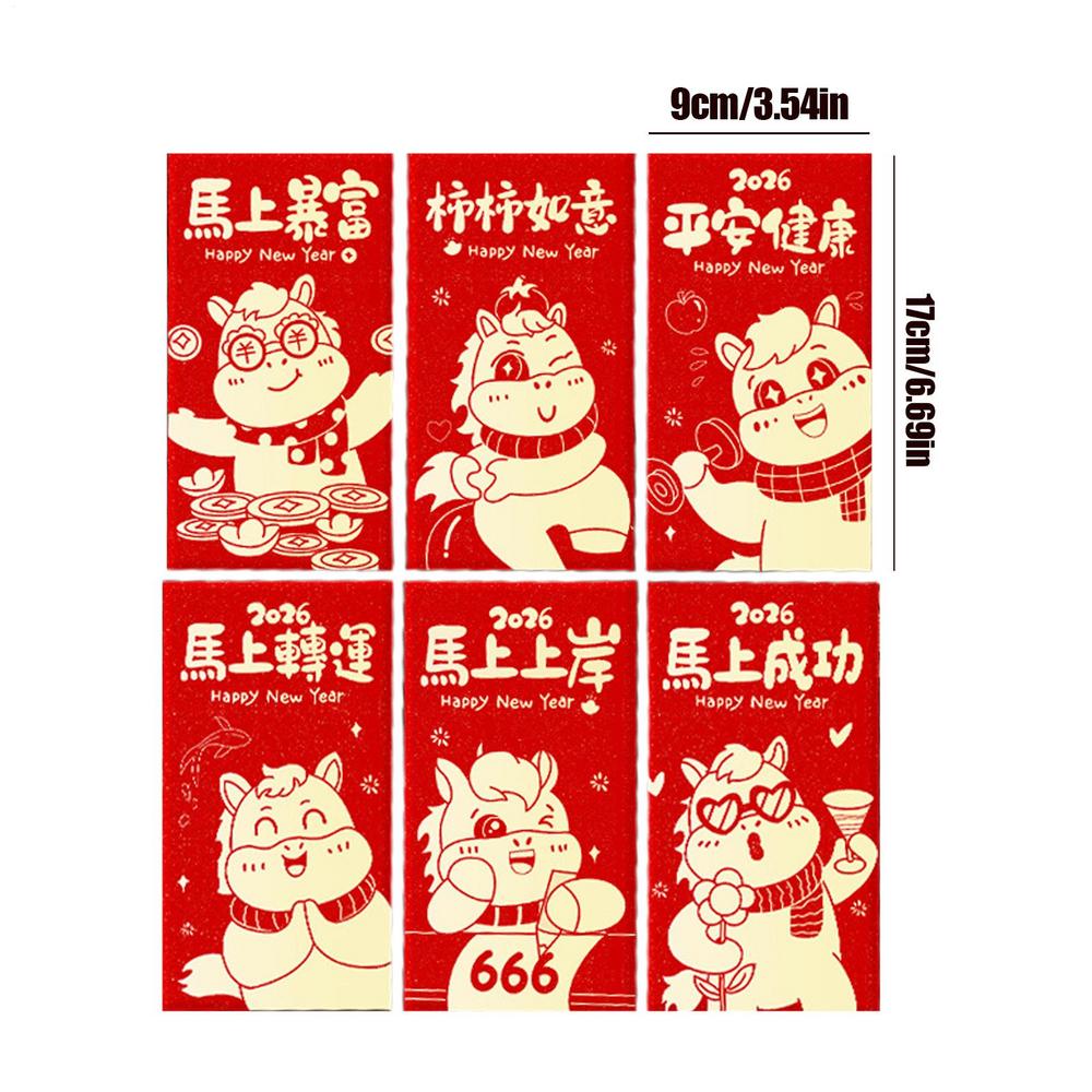 New Year Red Envelopes 2026 Horse 6-Pieces Spring Festival Celebration Money Packets Chinese Money Packets 2026 For Friends