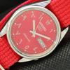 Gebrauchte Vintage Seiko 5 Automatik 6309A Japanische Herrenuhr mit arabischer Schrift, Rot, 604-A314029-2