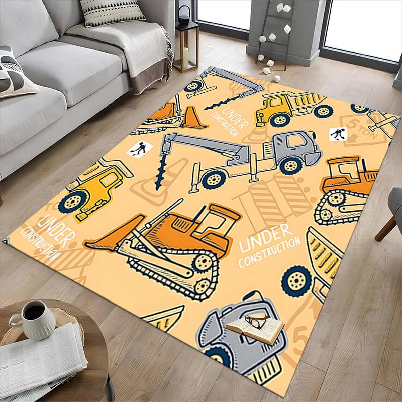 1PC construction vehicles Non-Slip Floor carpet, Office, family, bedroom, Studio - Large Area Rug, Vibrant Colors, Longlasting Material-X402