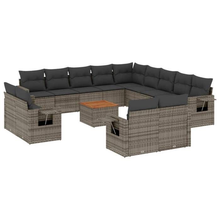 VidaXL Garden Lounge Set with Cushions 14 Pcs, Patio Sofas, Patio Furniture Set, Outdoor Furniture, Grey 3224842