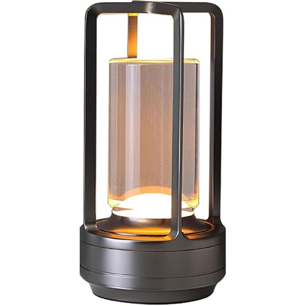 Cordless LED Touch Desk Lamp,2600mAh Battery Powered Crystal Lantern Lamp,3-Colour Dimmable Bedside Lamp,Small Desk Lamp for Restaurant Bedroom Bar