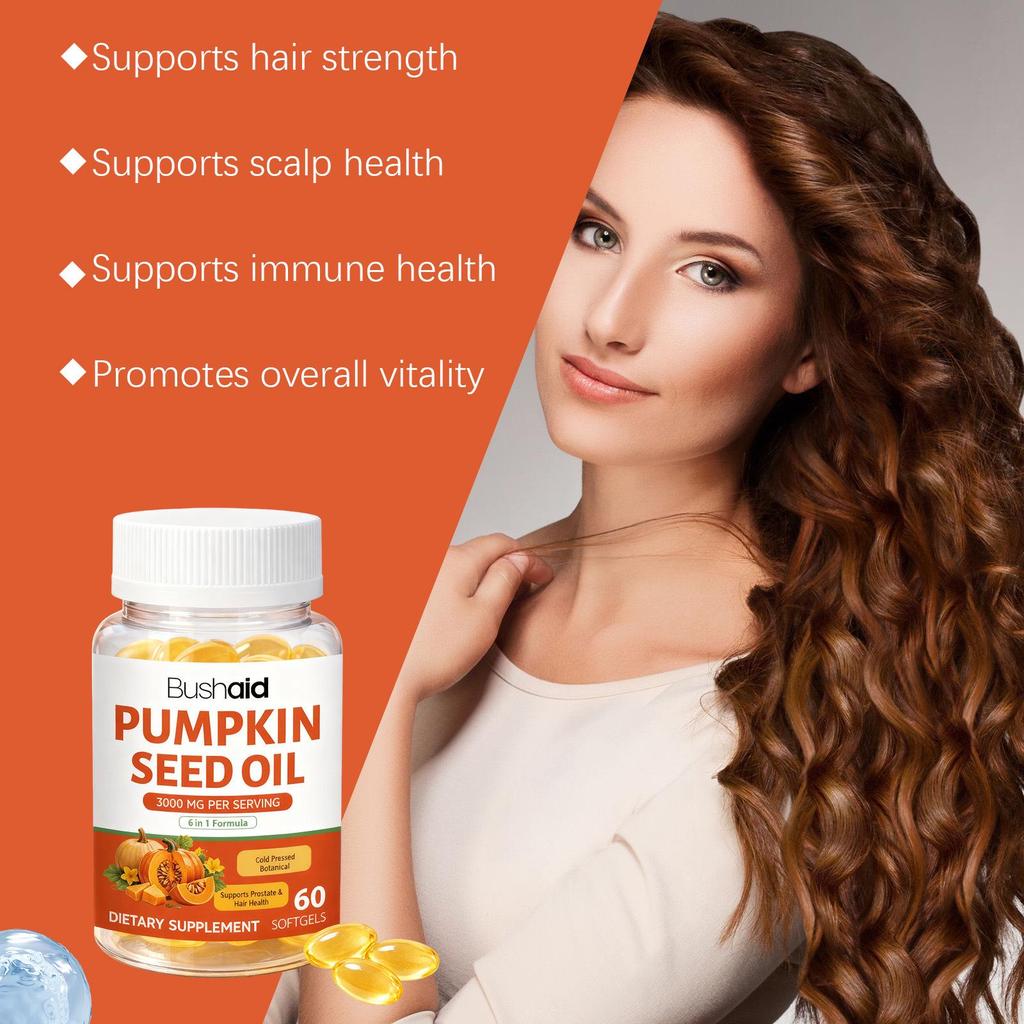 BUSHAID Gentle Pumpkin Seed Oil Hair Capsules for Smooth, Lightweight Hair
