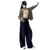 navy blue wide-leg pants women's spring and autumn new high waist drape and thin loose straight sweatpants casual sports trousers