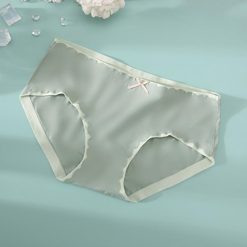 

Нижнее белье из ледяного шелка для женщин, нижнее белье из чистого хлопка, промежность, низкая талия, приподнятые ягодицы, бесшовные шорты, дышащие треугольные трусики XL светло-зеленый