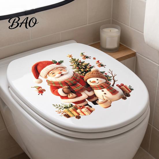 No Residue Seasonal Wall Decor Cute Santa Snowman Christmas Decals, Removable PVC Stickers with Festive Indoor Holiday Decorations Elf Gift Elements,