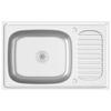 Vidaxl Kitchen Sink with Drainer, Silver, 800X500X155 Mm, Steel