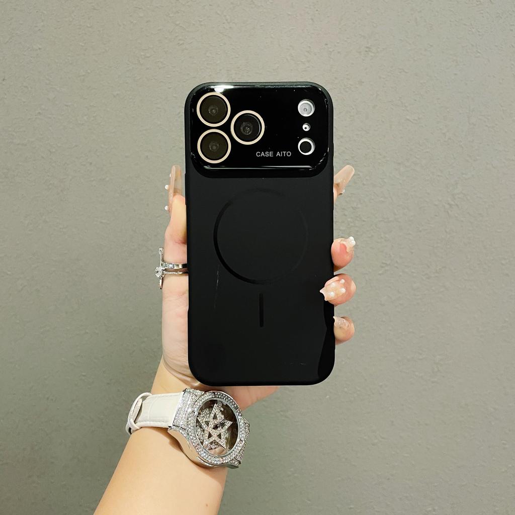 Large Window Magnetic Liquid Silicone Case For iPhone 17 Air 16 15 14 13 Pro Max For Magsafe Wireless Charge Matte Protect Cover