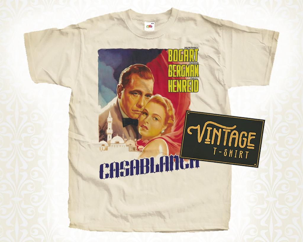 Casablanca V1 T-Shirt Vintage Natural color Men's T-Shirt DTG Digital Print SIZES S M L XL 2XL 3XL 4XL 5XL