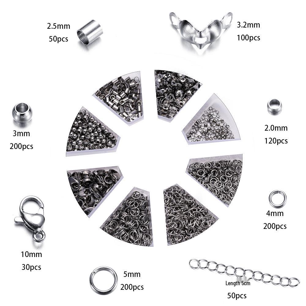 DIY Jewelry Accessories Set: Stainless Steel Lobster Clasps, Bag Buckles, Single Loop Beads, 6-Grid & 8-Grid Boxed & Bagged.