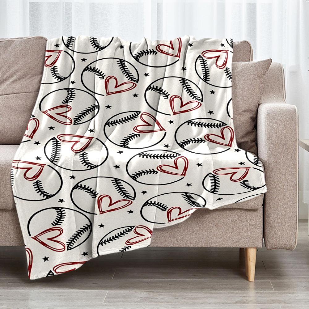 Baseball Theme Printed Blanket - Perfect for Couch, Bed, Travel & Outdoor Use | Machine Washable, Cozy & Durable.