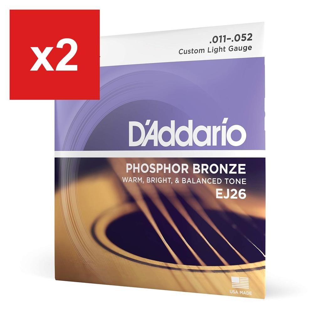 Acoustic Guitar Strings D'Addario EJ26 Phosphor Bronze Custom Light .011-.052