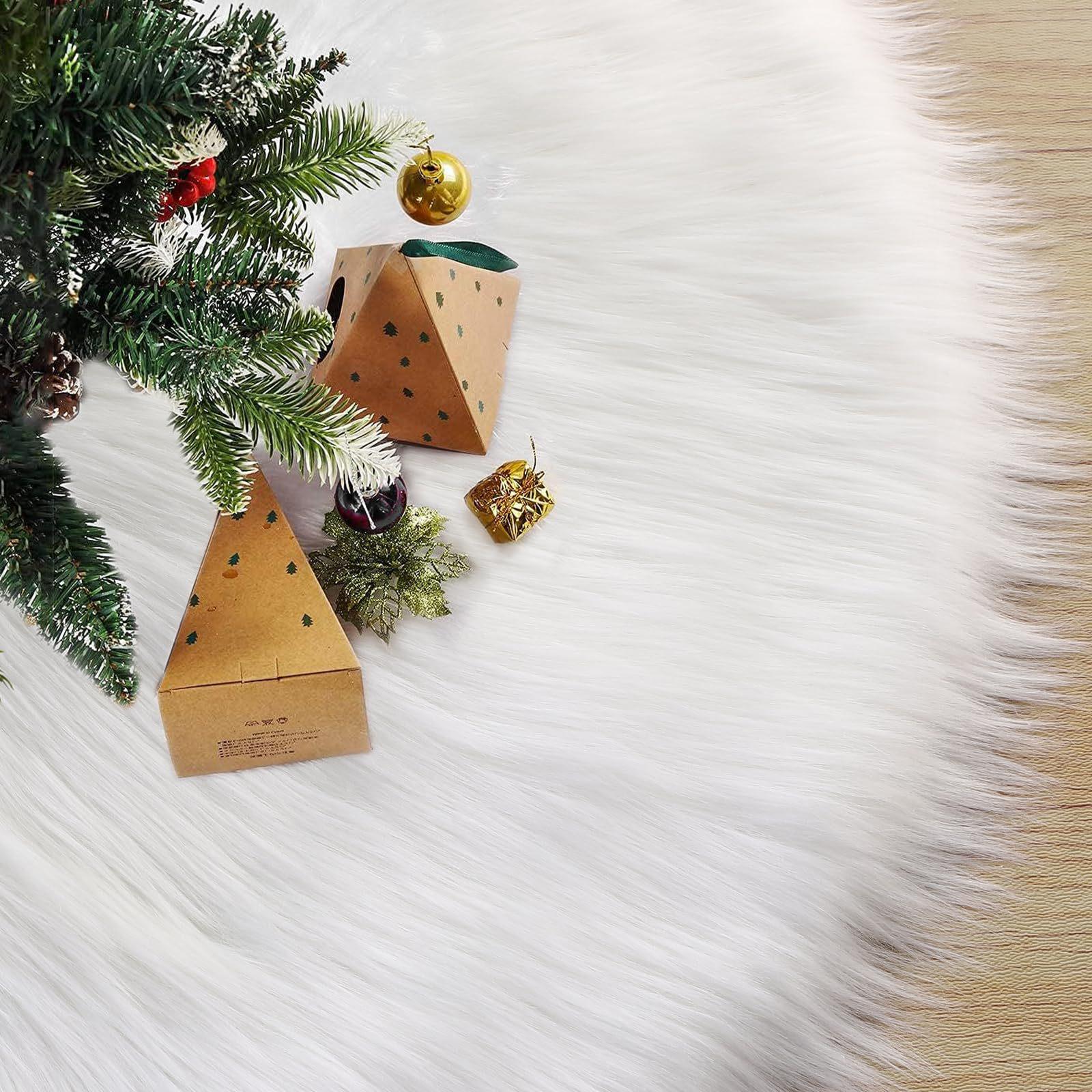 48-Inch Plush Velvet White Christmas Tree Skirt 90 cm белый