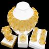 Jewelry Set For Women Tricolor Plating Luxury Design Necklace Earrings Bangle And Ring Full Set Jewelry Wedding Party Gift