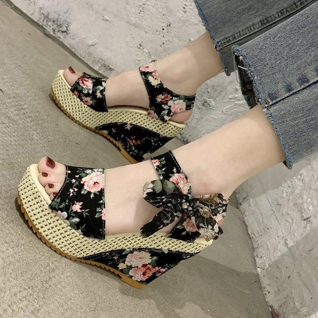 Lace Leisure Women Wedges Heeled Women Shoes Summer Sandals Party Platform High Heels Shoes Woman