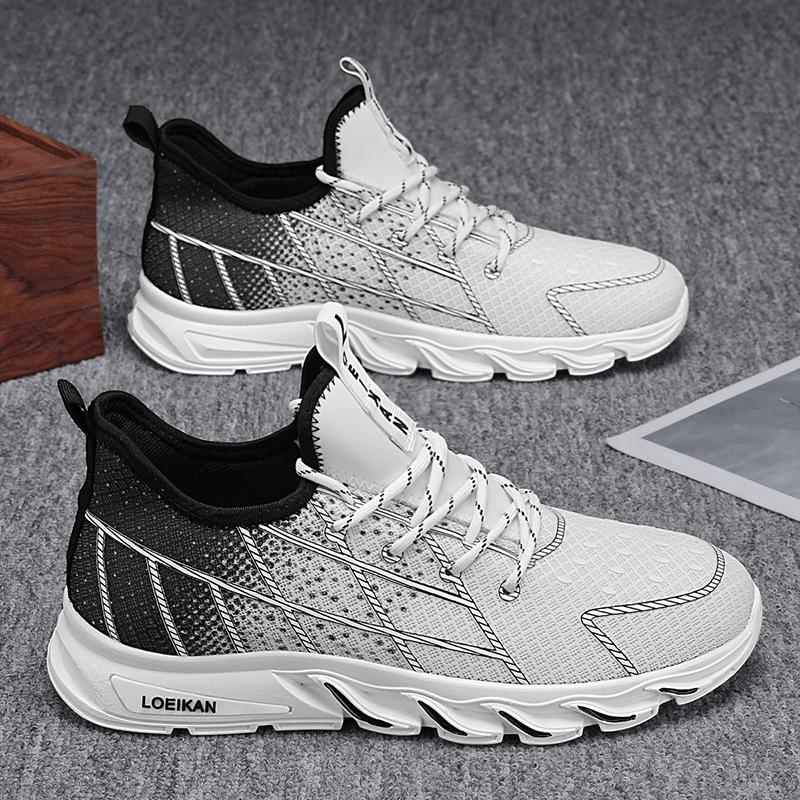 

Fashion Men Shoes 2025 Spring Autumn New Breathable Mesh Non Slip Casual Sport Shoes Comfortable Sewing Lace-up Fly Weave Running Shoes 44