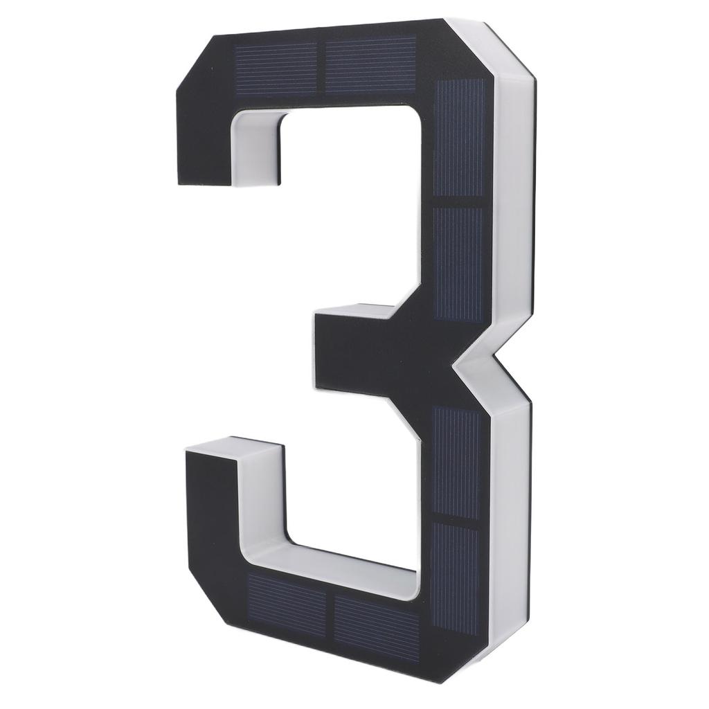 Solar Lighted House Number 3 Water Proof Auto Light Sensor LED Illuminated Address Number for Home Hotel Shop