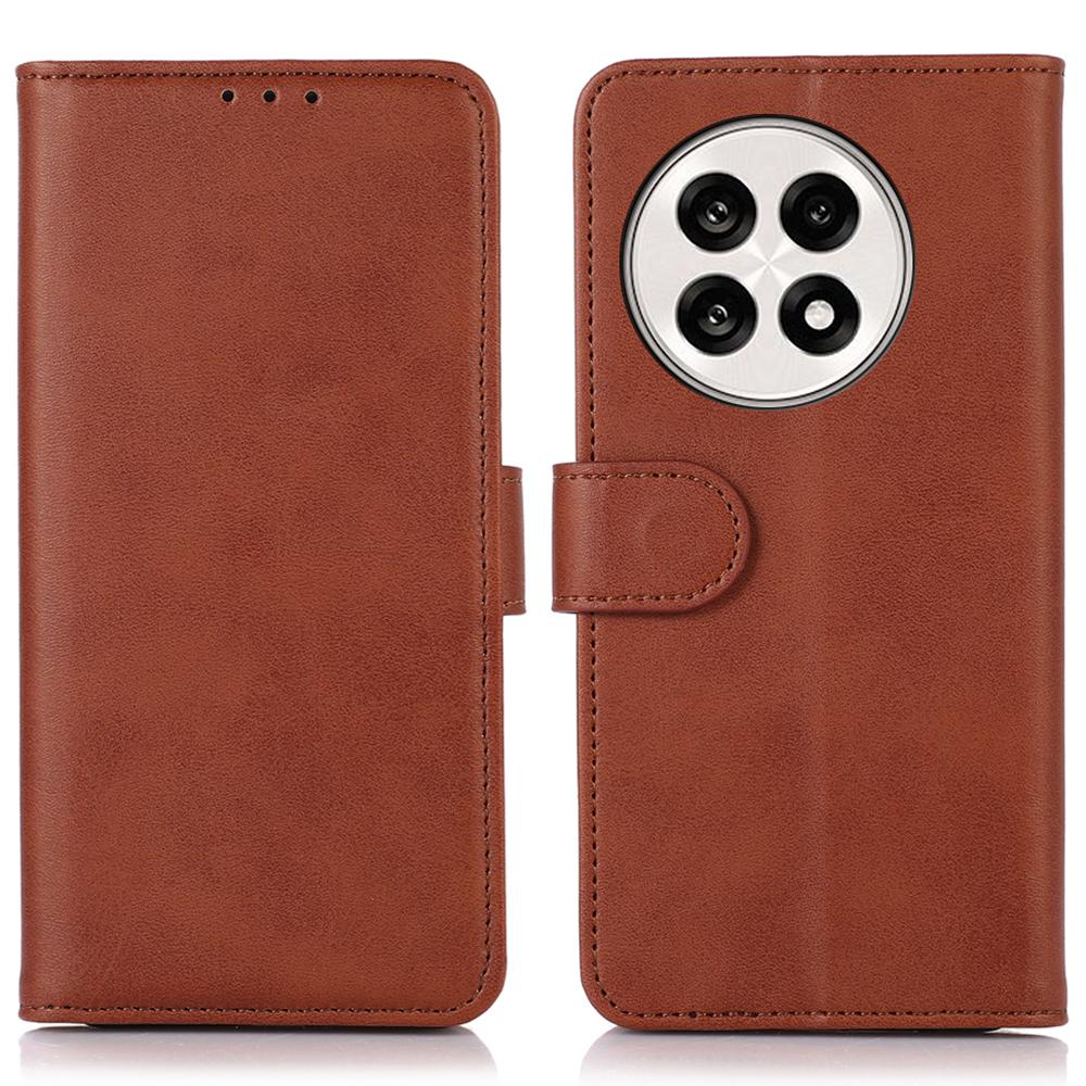 

Phone Case For OnePlus 13R 5G/Ace 5 5G/Ace 5 Pro 5G Cowhide Texture Leather Wallet Phone Cover with Stand Brown