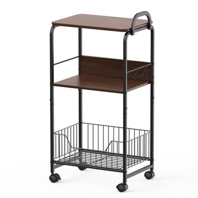 PRTONE Étagère de cuisine Chariot de cuisine avec roulettes et plateau supérieur Largeur 43 x Profondeur 30 x Hauteur cm Table de chevet Étagère en métal 3 niveaux avec Escan Cuisine