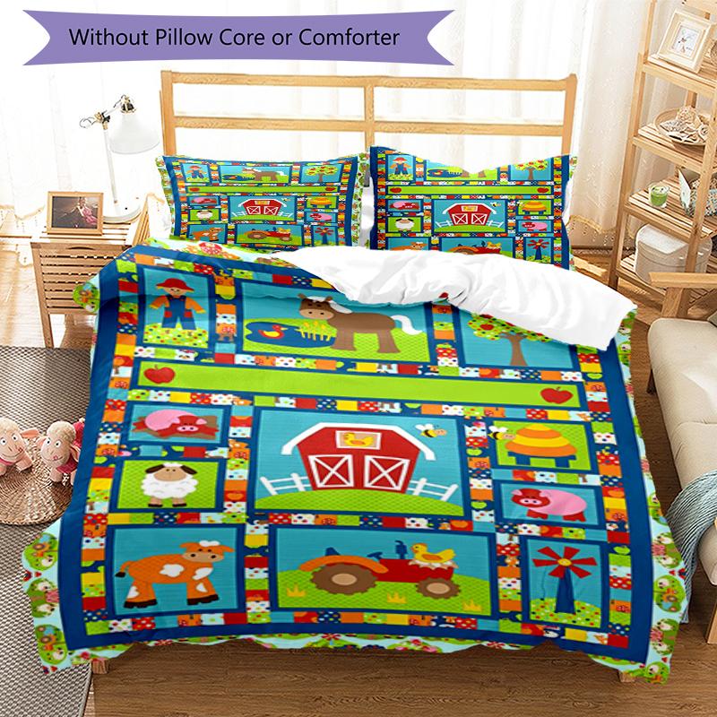 3pcs Cute Cars Bedding Set Duvet Cover Closure Includes 1 Duvet Cover & 2 Pillowcases, Soft and Comfortable for All Seasons.