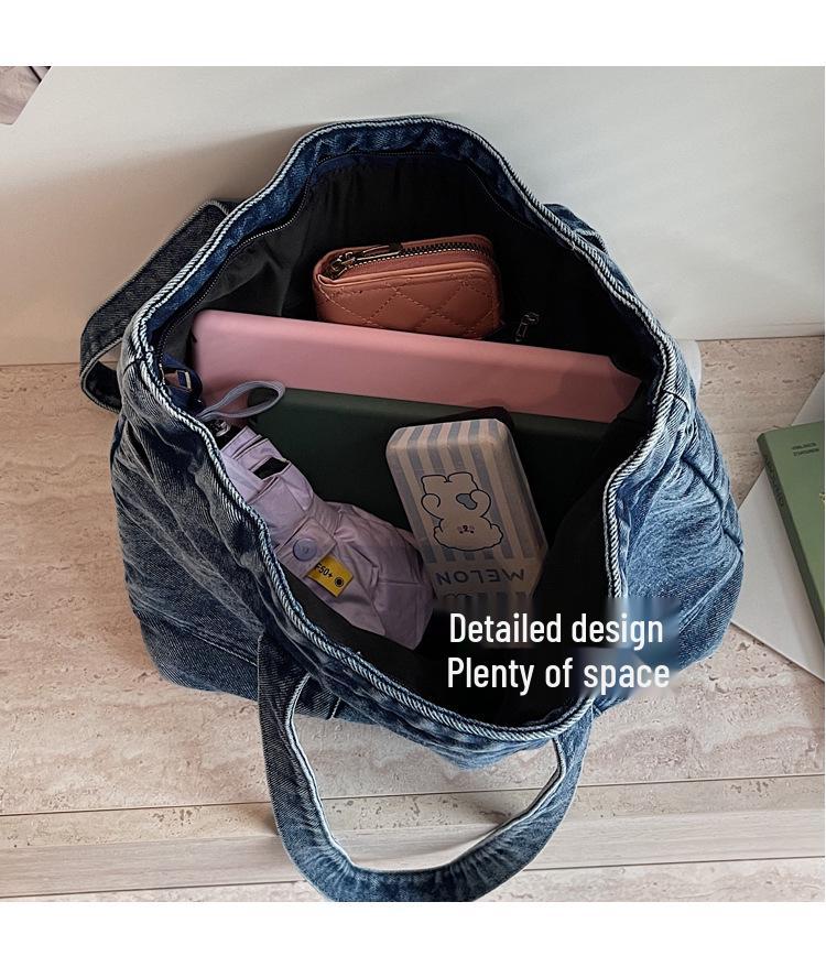 Women's Large Canvas Denim Tote - Lightweight and Versatile Shopping or Student Bag