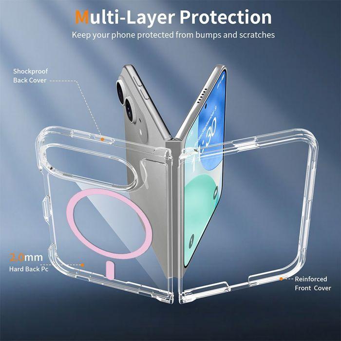 Case for iPhone Duo, Transparent Protection with Pink Magnetic Circle