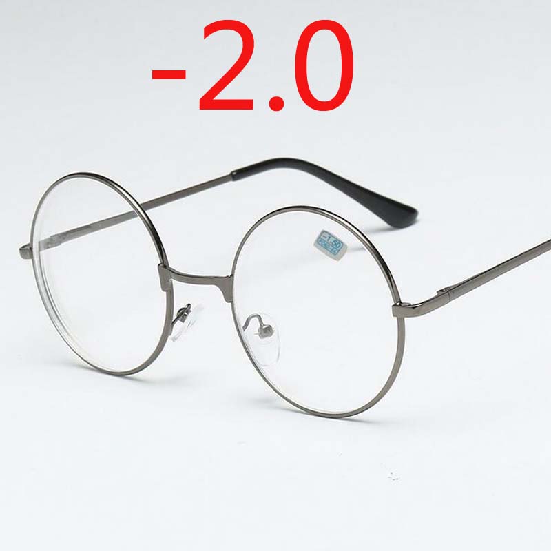 Round Glasses Woman Men Glasses Retro Myopia Optical Metal Frames Clear Lens Black Silver Gold Eyeglasses -1.0 -1.5 -2.0 To -4.0