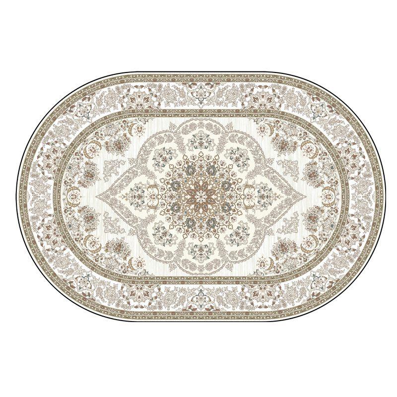 Persian Ethnic Style Carpet Decoration Living Room Oval Lint-free Non-slip Sofa Rug Bedroom Bedside Easy Clean Foot Mat Washable