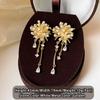 Light Luxury Micro Inlaid Zircon Pearl Metal Flower Shaped Earrings Korean Style Trendy Jewelry Unusual Accessories For Women