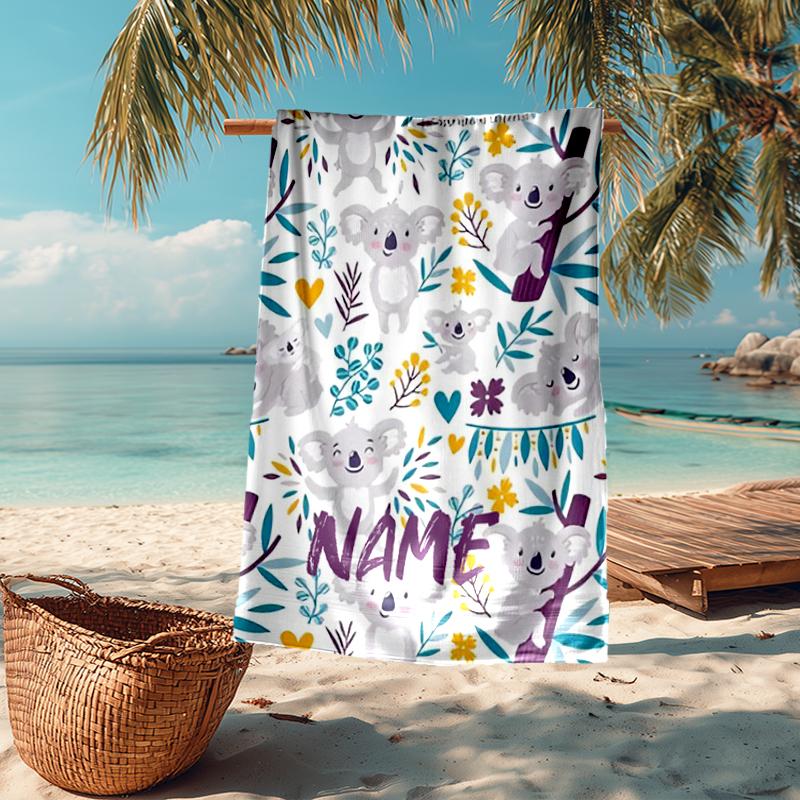Personalisierbares Ultra-Weiches Strandtuch mit Koala-Motiv, Ideal für Pool - Camping, Tauchen - Perfekter Reisebegleiter, Lebendiges Strandtuch.