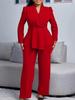 Damen Herbst/Winter 2025 Revers Langarm Top & Weitbeinige Hose Set