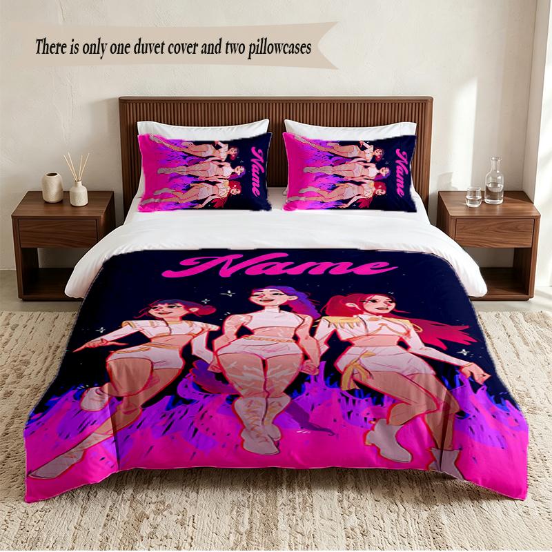 HUNTRIX Personalisierte Individuelle Name 3-teiliges Bettwäsche-Set Weiches Bettbezug-Set Für Schlafzimmer Heimdekoration