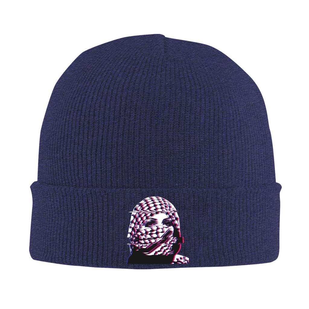 Woman In Palestinian Keffiyeh Glitch Art Bonnet Hats Beanie Hats Winter Knitted Hat Y2K Cool Men Women Unisex Gym Elastic Cap