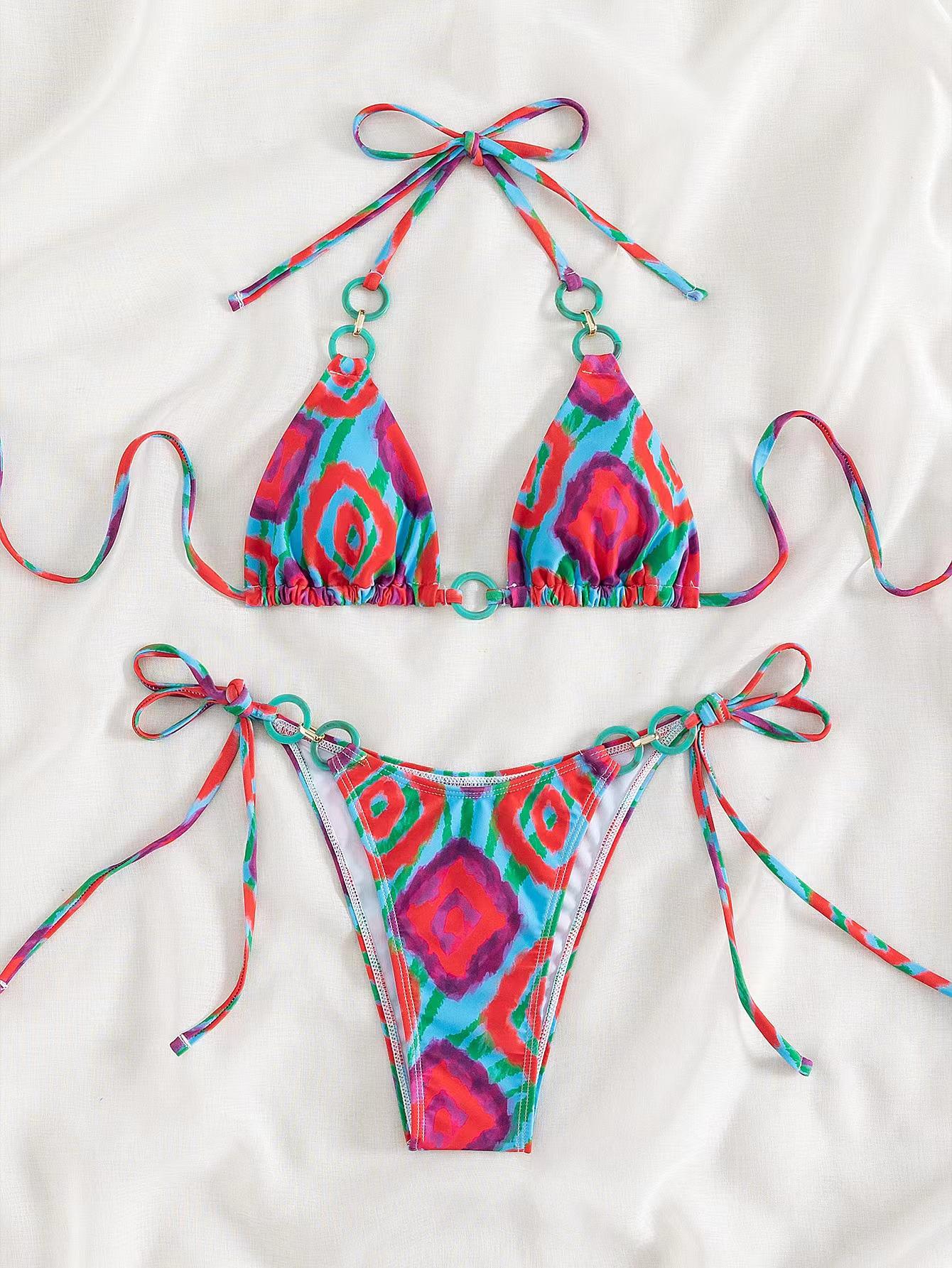 

2023 Европейский и американский сексуальный раздельный купальник бикини на шнуровке для женщин S