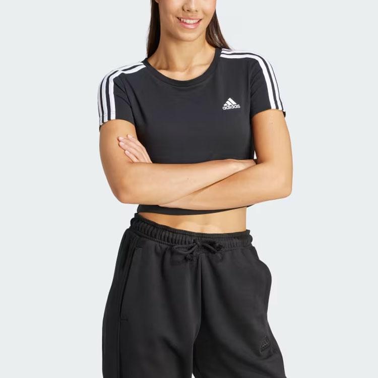 Adidas Essentials 3-Stripes Tee Women Tops Black IR6111