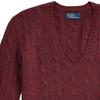 Polo Ralph Lauren Solid Color V-Neck Cable Knit Sweater Women Sweater Burgundy 211910422-009