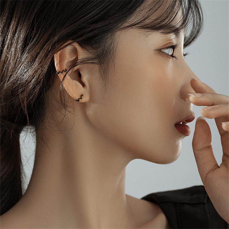 Fashion Wave Earrings Clip for Women Jewelry Trendy S925 Sterling Silver Earring Girl None Hole Ear Accessories Female Lady Gift